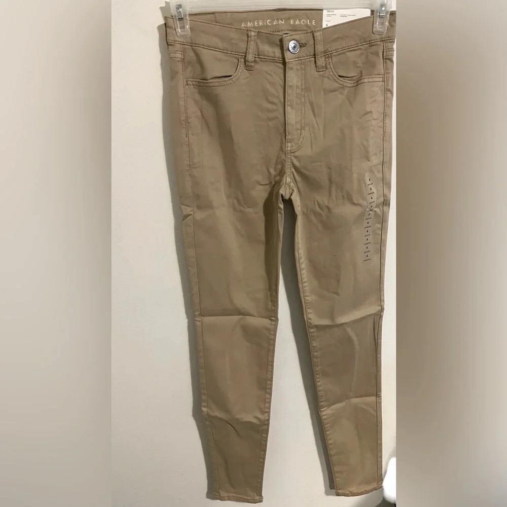 AE sz US 4 27W Hi-Rise jeggings stretch standard khaki NWT - Picture 9 of 9